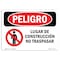 Signmission OSHA Danger, Construction Site No Trespassing Spanish, 10in X 7in Decal, OS-DS-D-710-LS-1100 OS-DS-D-710-LS-1100 - alternate 1
